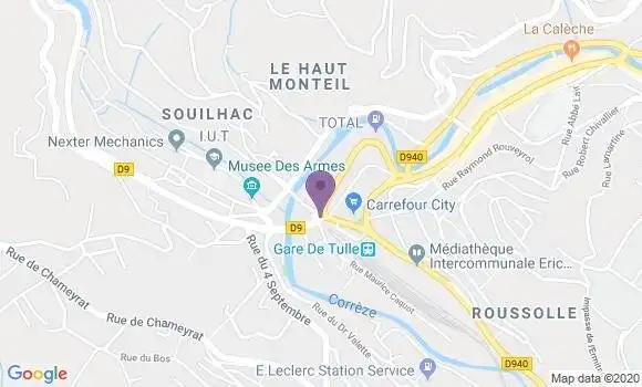 Localisation Banque Postale Agence de Tulle Souilhac