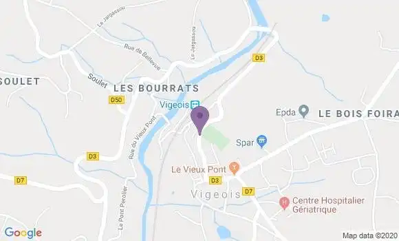 Localisation Banque Postale Agence de Vigeois