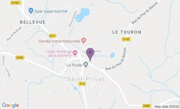 Localisation Banque Postale Agence de Saint Privat