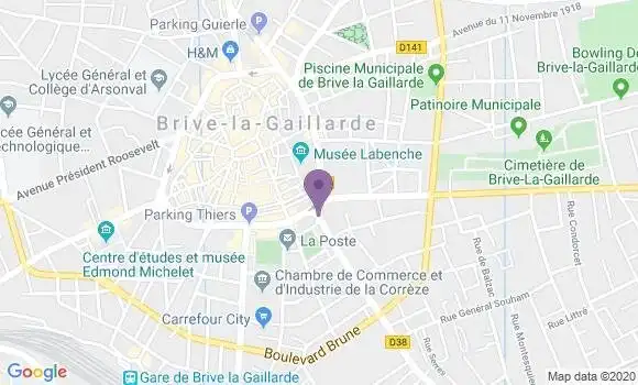 Localisation Banque Postale Agence de Brive la Gaillarde Winston Churchill