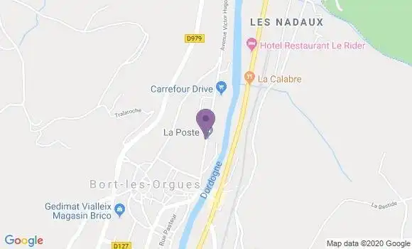 Localisation Banque Postale Agence de Bort les Orgues