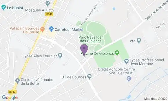 Localisation Banque Postale Agence de Bourges Gibjoncs