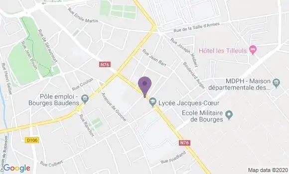 Localisation Banque Postale Agence de Bourges Carnot