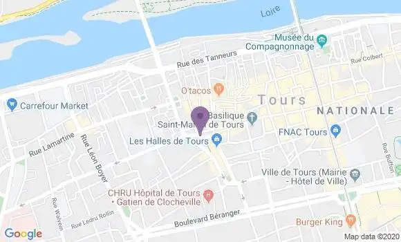Localisation LCL Agence de Tours les Halles