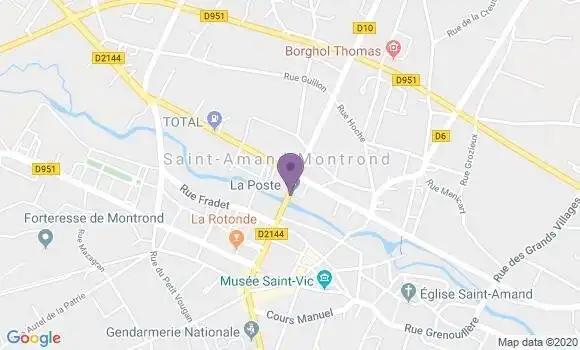 Localisation Banque Postale Agence de Saint Amand Montrond