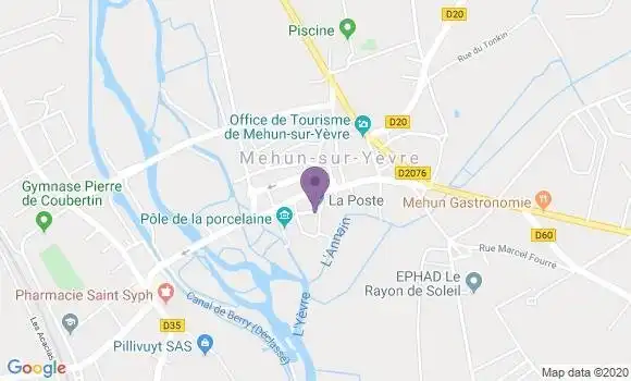 Localisation Banque Postale Agence de Mehun sur Yèvre