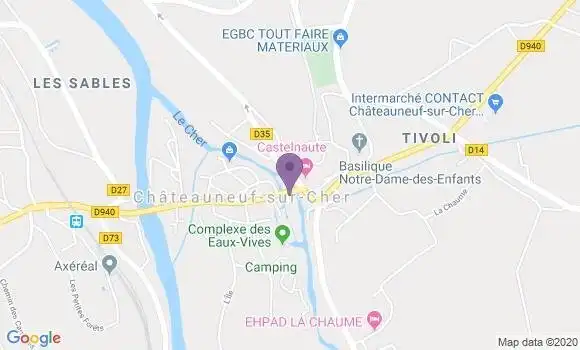 Localisation Banque Postale Agence de Châteauneuf sur Cher