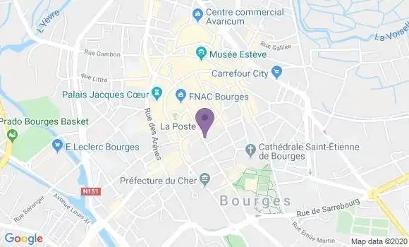 Localisation Banque Postale Agence de Bourges Louis 11