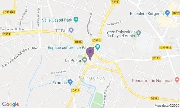 Localisation Banque Postale Agence de Surgères