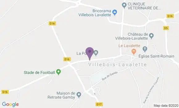 Localisation Banque Postale Agence de Villebois Lavalette