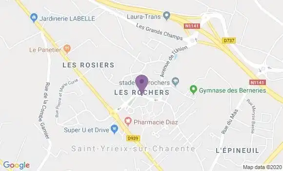 Localisation Banque Postale Agence de Saint Yrieix sur Charente