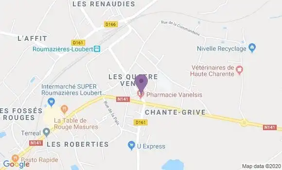 Localisation Banque Postale Agence de Roumazières Loubert