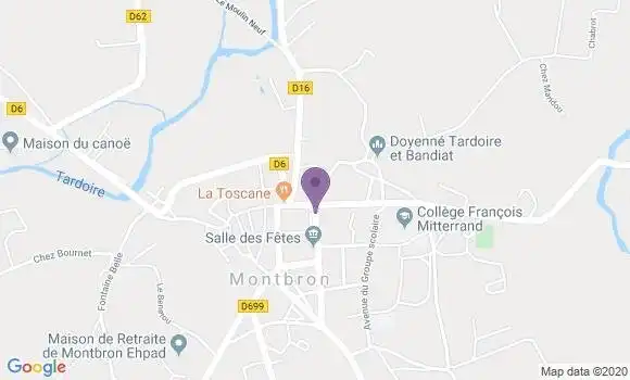 Localisation Banque Postale Agence de Montbron