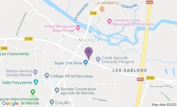 Localisation Banque Postale Agence de Mansle