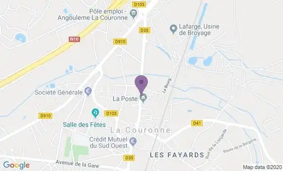 Localisation Banque Postale Agence de La Couronne