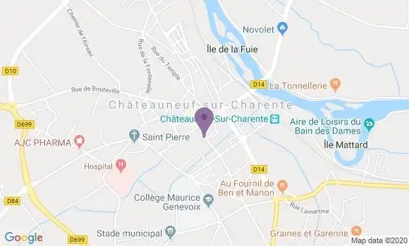 Localisation Banque Postale Agence de Châteauneuf sur Charente