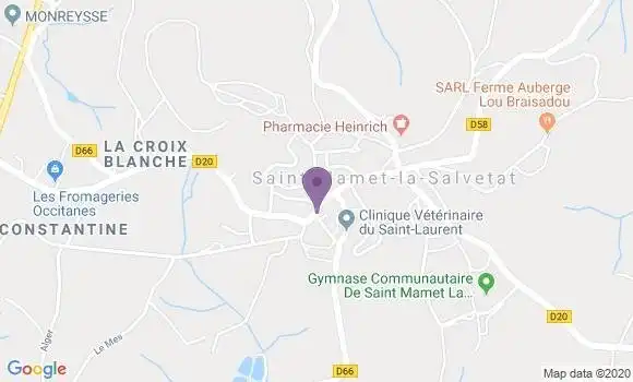 Localisation Banque Postale Agence de Saint Mamet la Salvetat