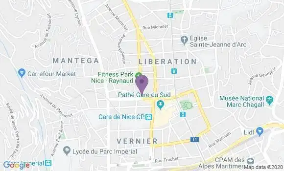 Localisation LCL Agence de Nice Garnier