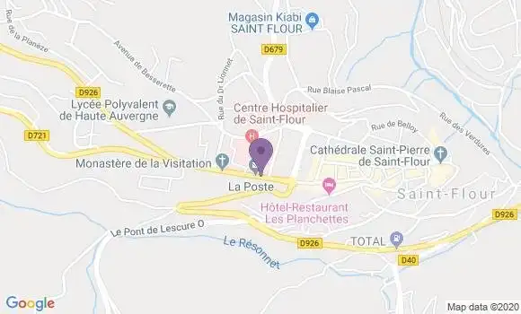 Localisation Banque Postale Agence de Saint Flour