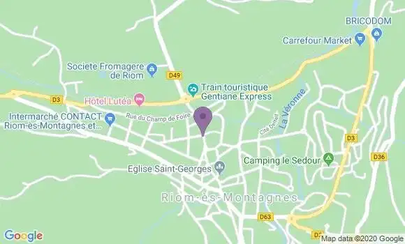 Localisation Banque Postale Agence de Riom ès Montagnes