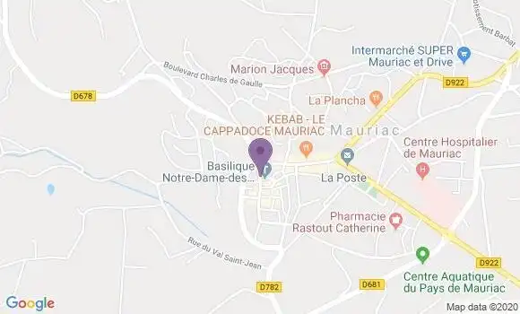 Localisation Banque Postale Agence de Mauriac