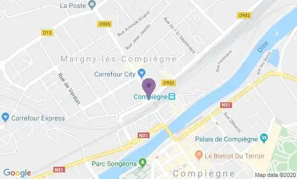 Localisation LCL Agence de Compiègne Margny