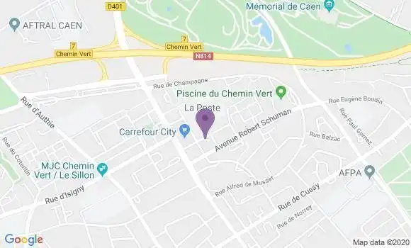 Localisation Banque Postale Agence de Caen Chemin Vert