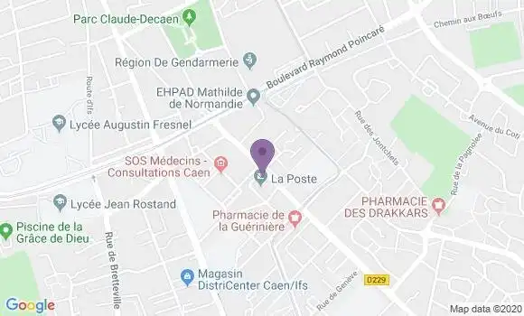 Localisation Banque Postale Agence de Caen Guerinière