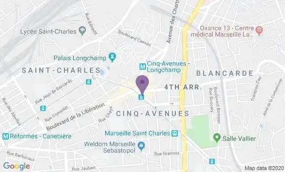 Localisation Banque Postale Agence de Marseille Cinq Avenues