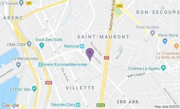 Localisation Banque Postale Agence de Marseille Saint Mauront