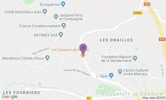 Localisation Banque Postale Agence de Roquefort la Bédoule