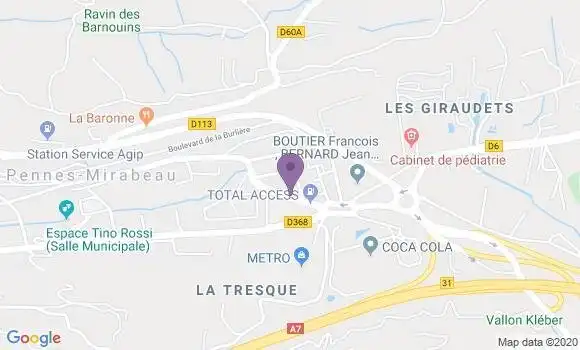 Localisation Banque Postale Agence de Les Pennes Mirabeau