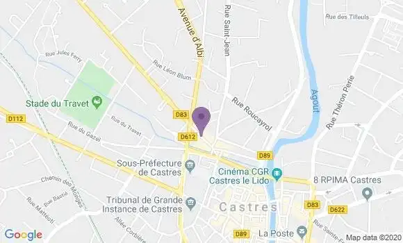 Localisation LCL Agence de Castres l