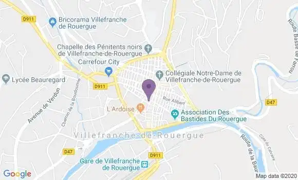 Localisation Banque Postale Agence de Villefranche de Rouergue