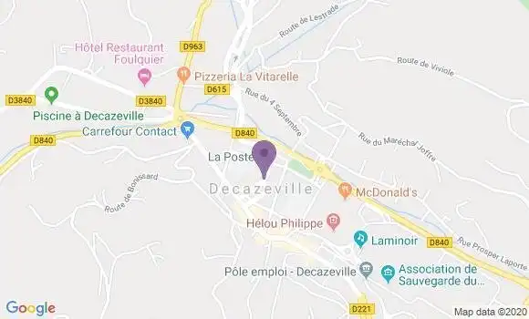 Localisation Banque Postale Agence de Decazeville
