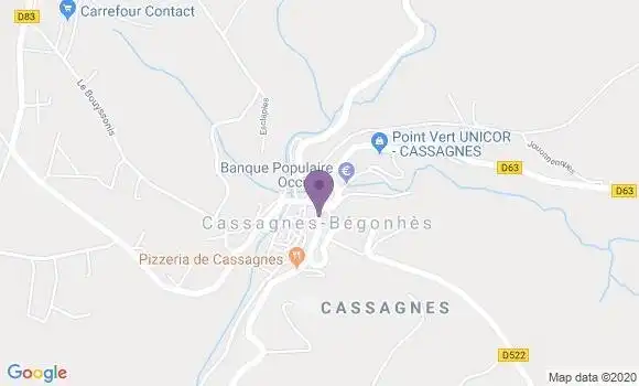 Localisation Banque Postale Agence de Cassagnes Bégonhès