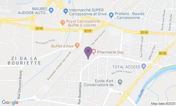 Localisation Banque Postale Agence de Carcassonne le Viguier