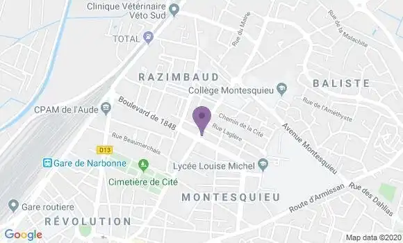 Localisation Banque Postale Agence de Narbonne Razimbaud
