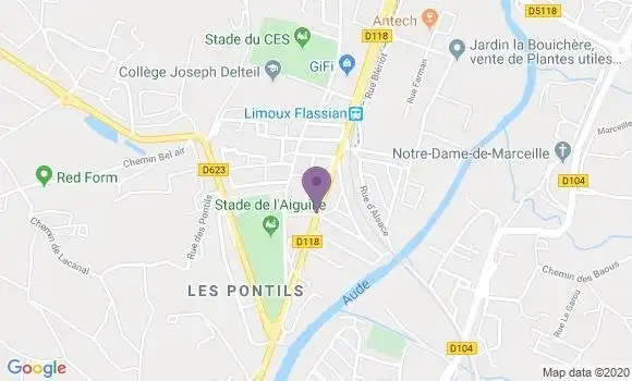 Localisation Banque Postale Agence de Limoux Flassian