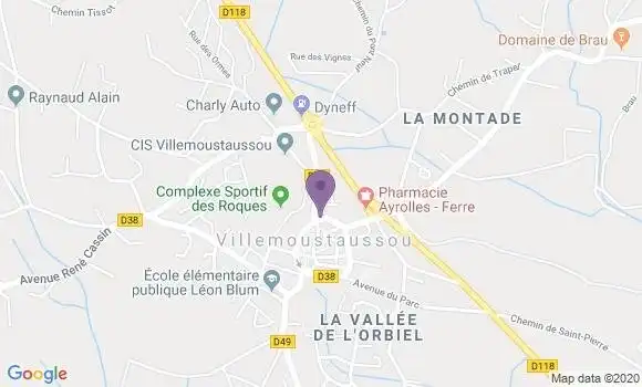 Localisation Banque Postale Agence de Villemoustaussou