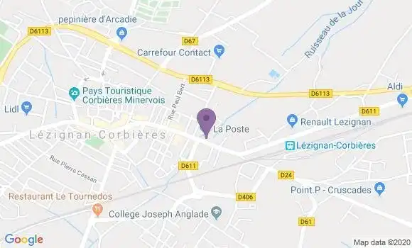 Localisation Banque Postale Agence de Lézignan Corbières