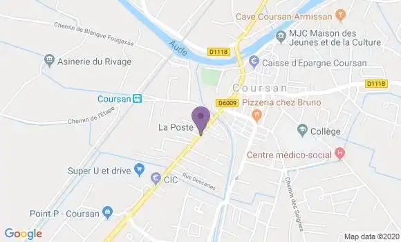 Localisation Banque Postale Agence de Coursan