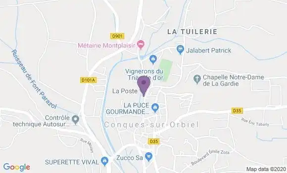 Localisation Banque Postale Agence de Conques sur Orbiel