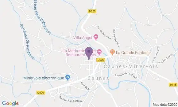 Localisation Banque Postale Agence de Caunes Minervois