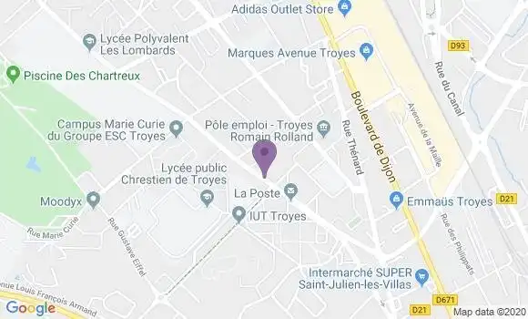 Localisation Banque Postale Agence de Troyes Chartreux