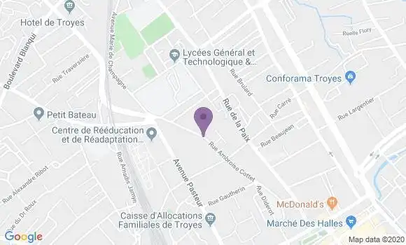 Localisation Banque Postale Agence de Troyes Quartier Saint Martin