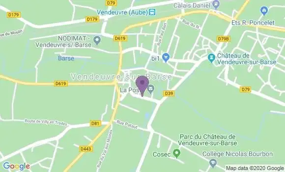 Localisation Banque Postale Agence de Vendeuvre sur Barse