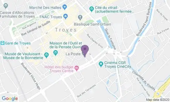 Localisation Banque Postale Agence de Troyes Thibaud de Champagne