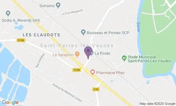 Localisation Banque Postale Agence de Saint Parres lès Vaudes