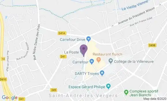 Localisation Banque Postale Agence de Saint André les Vergers
